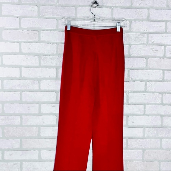 St. John Collection Santana Knit High Waist Straight Leg Pants in Red Size 2 - Picture 5 of 7